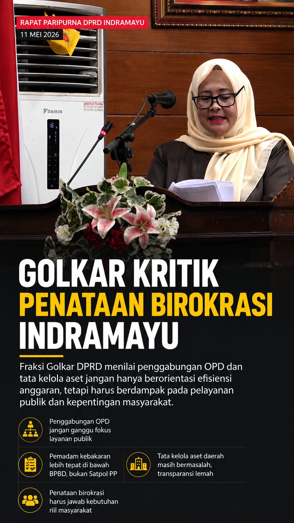 Golkar Kritik Penataan Birokrasi Indramayu: Jangan Dalih Efisiensi Jika Pelayanan Publik Memburuk