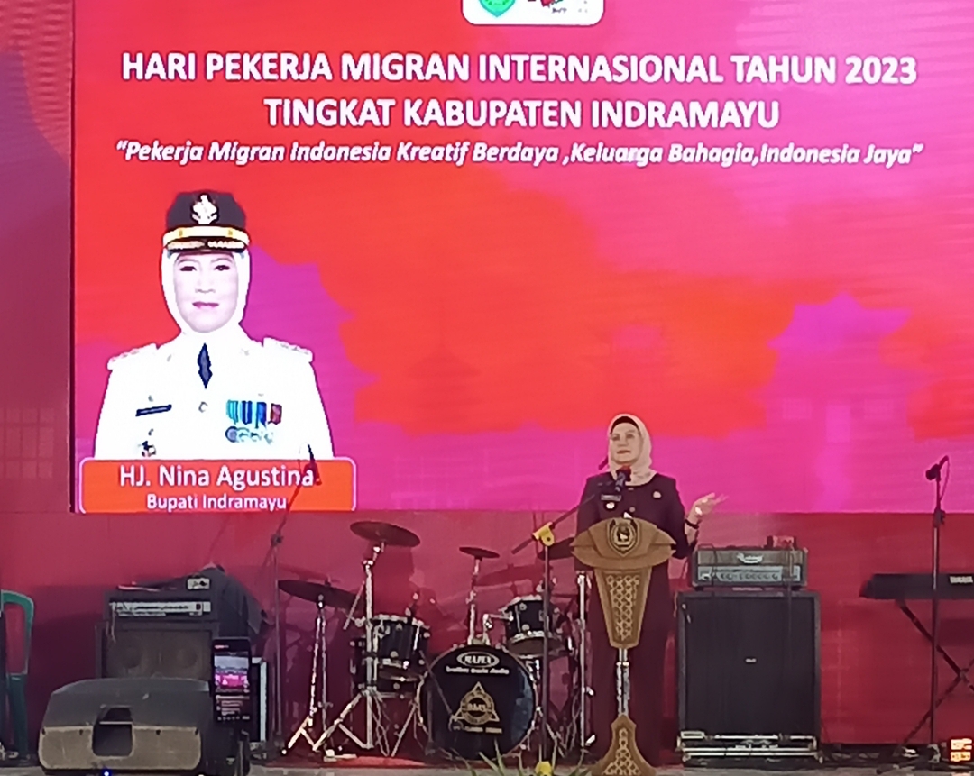 Bupati Indramayu, Nina Agustina di Peringatan Hari Pekerja Migran Indonesia